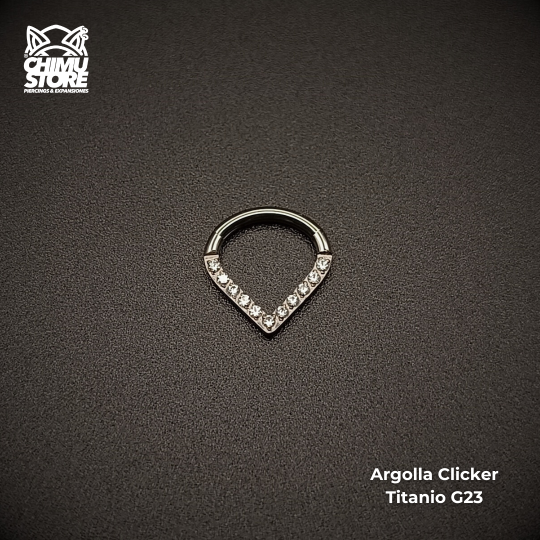 NEW Argolla Clicker Titanio G23 - En Punta Zirconias Frontales (1,2mm) (16G)