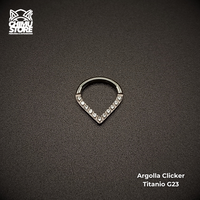 NEW Argolla Clicker Titanio G23 - En Punta Zirconias Frontales (1,2mm) (16G)