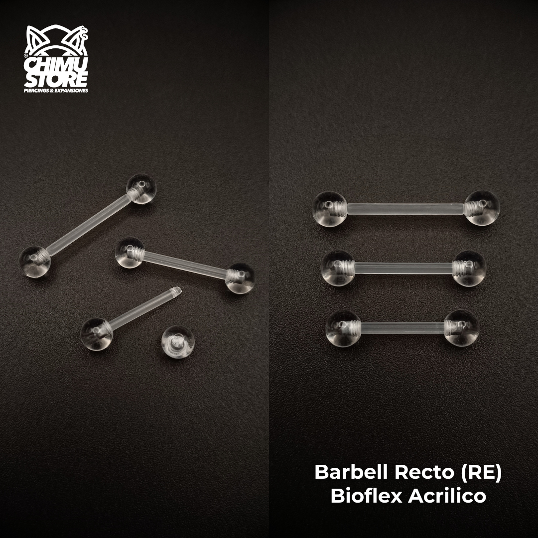 NEW Barbell Recto Retenedores (RE) Acrilico Bio Flexible - Bolitas de 5mm (1,6mm) (14G)