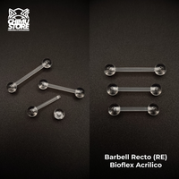 NEW Barbell Recto Retenedores (RE) Acrilico Bio Flexible - Bolitas de 5mm (1,6mm) (14G)