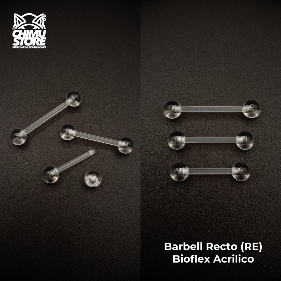 NEW Barbell Recto Retenedores (RE) Acrilico Bio Flexible - Bolitas de 5mm (1,6mm) (14G)