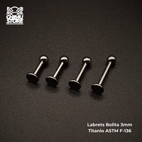 Labret Rosca Interna Titanio ASTM F-136 - Bolita de 3mm Plateados (1,2mm) (16G)