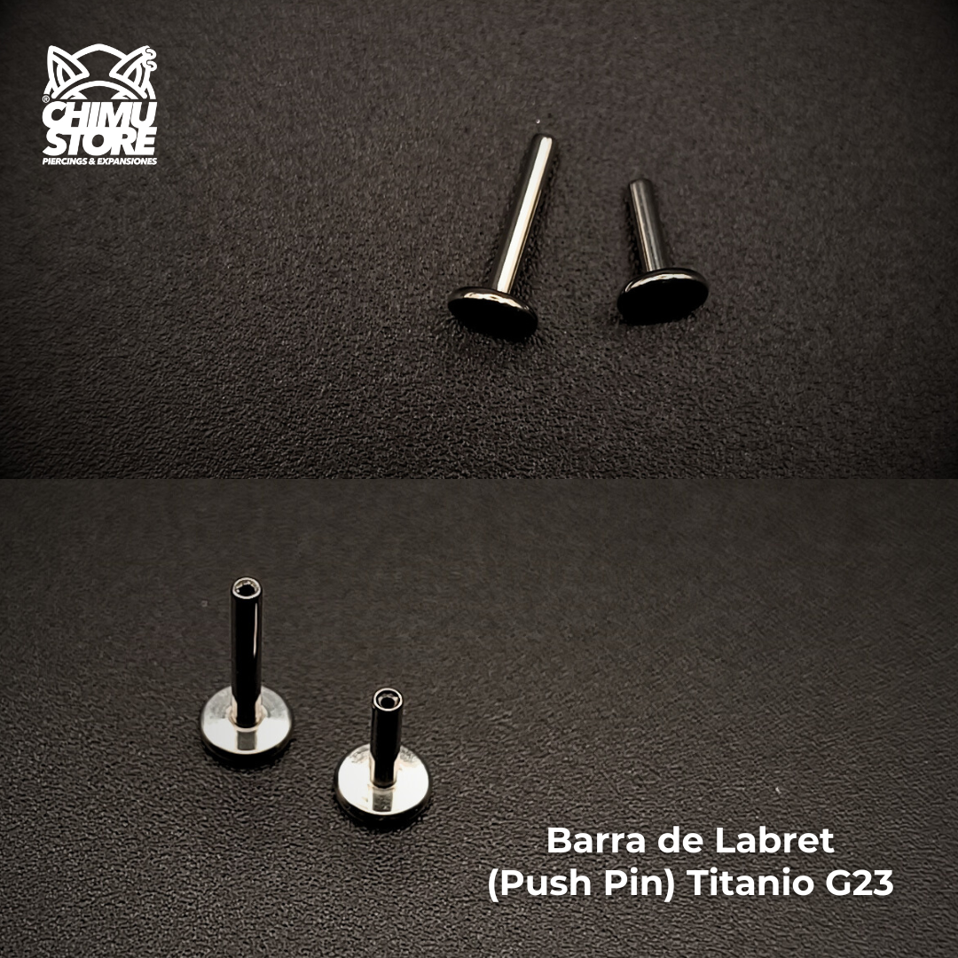 NEW Barra de Labret (Push Pin) Titanio G23 - Sin Bolita (1,2mm) (16G)