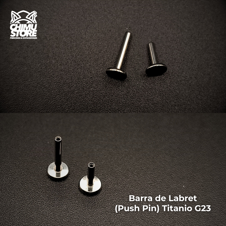 NEW Barra de Labret (Push Pin) Titanio G23 - Sin Bolita (1,2mm) (16G)