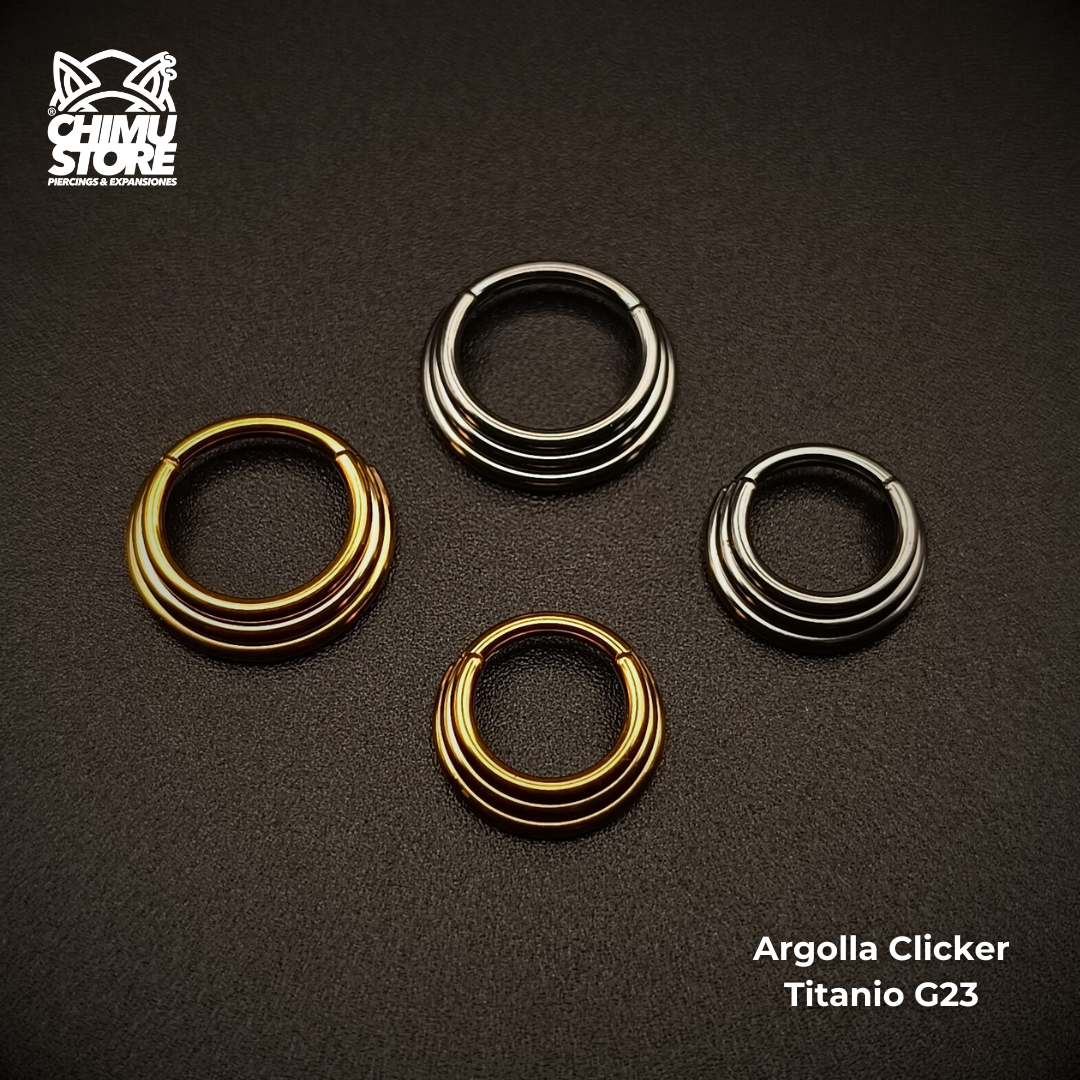 NEW Argolla Clicker Titanio G23 - Triple Argolla Gradiente (1,2mm) (16G)