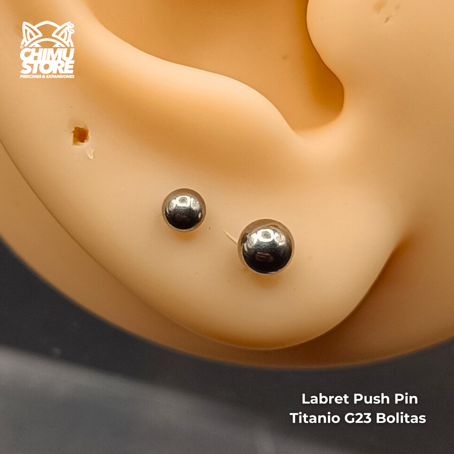 NEW Labret Push Pin Titanio G23 - Bolitas 3mm y 4mm (1,2mm) (16G)