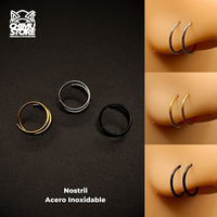 Nostril Acero Inoxidable - Doble Argolla 8mm (0,8mm;8mm) (20G)