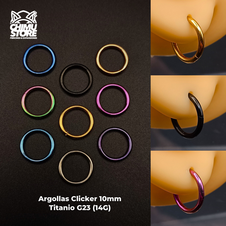 NEW Argollas Clicker Titanio G23 - Lisas Tamaño 10mm (1,6mm;10mm) (14G)