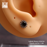 NEW Labret Titanio ASTM F-136 - Agata Bordeado de Cuentas (1,2mm) (16G)
