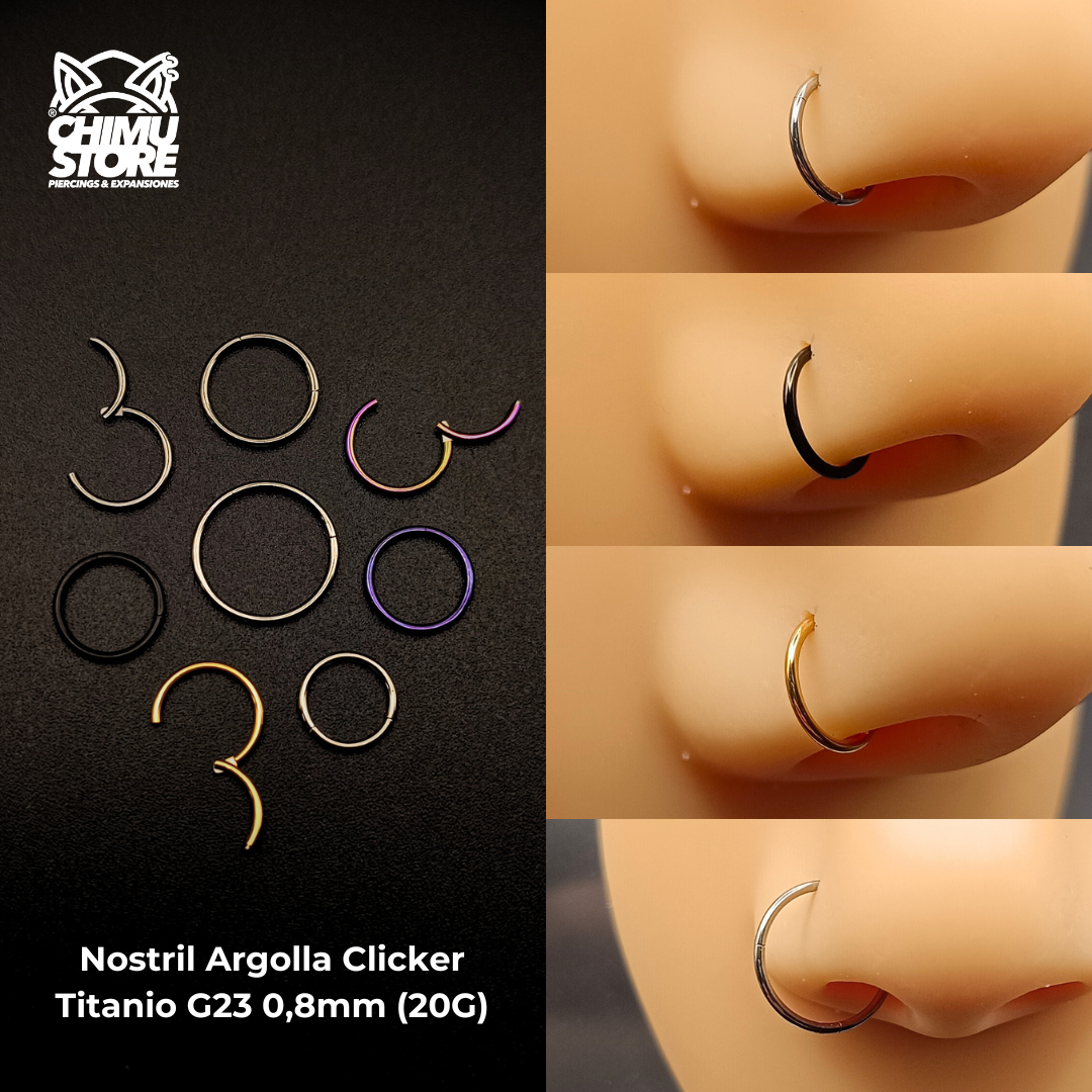 NEW Nostril Argolla Clicker Titanio G23 - Lisa (0,8mm y 1mm) (18G y 20G)