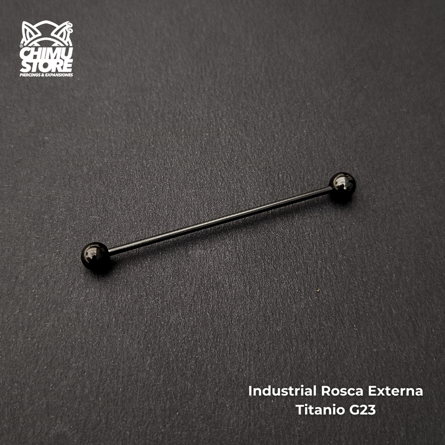 NEW Industrial Barbell Titanio G23 - Largo 50mm Negro (1,6mm;50mm;6x6) (14G)