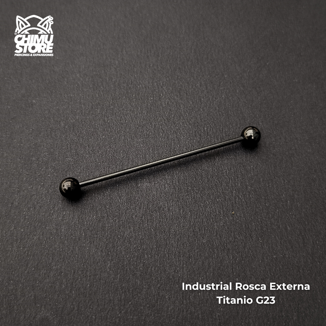 Industrial Barbell Titanio G23 - Largo 50mm Negro (1,6mm;50mm;6x6) (14G)