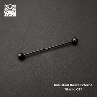 Industrial Barbell Titanio G23 - Largo 50mm Negro (1,6mm;50mm;6x6) (14G)
