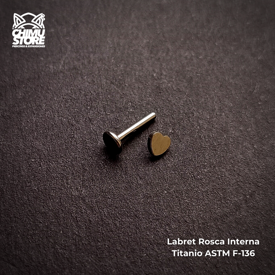 NEW Labret Titanio ASTM F-136 - Corazón (1,2mm;8mm) (16G)