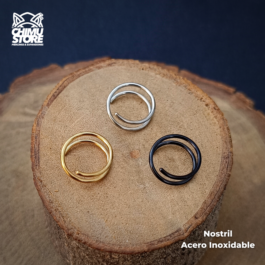 Nostril Acero Inoxidable - Doble Argolla 8mm (0,8mm;8mm) (20G)