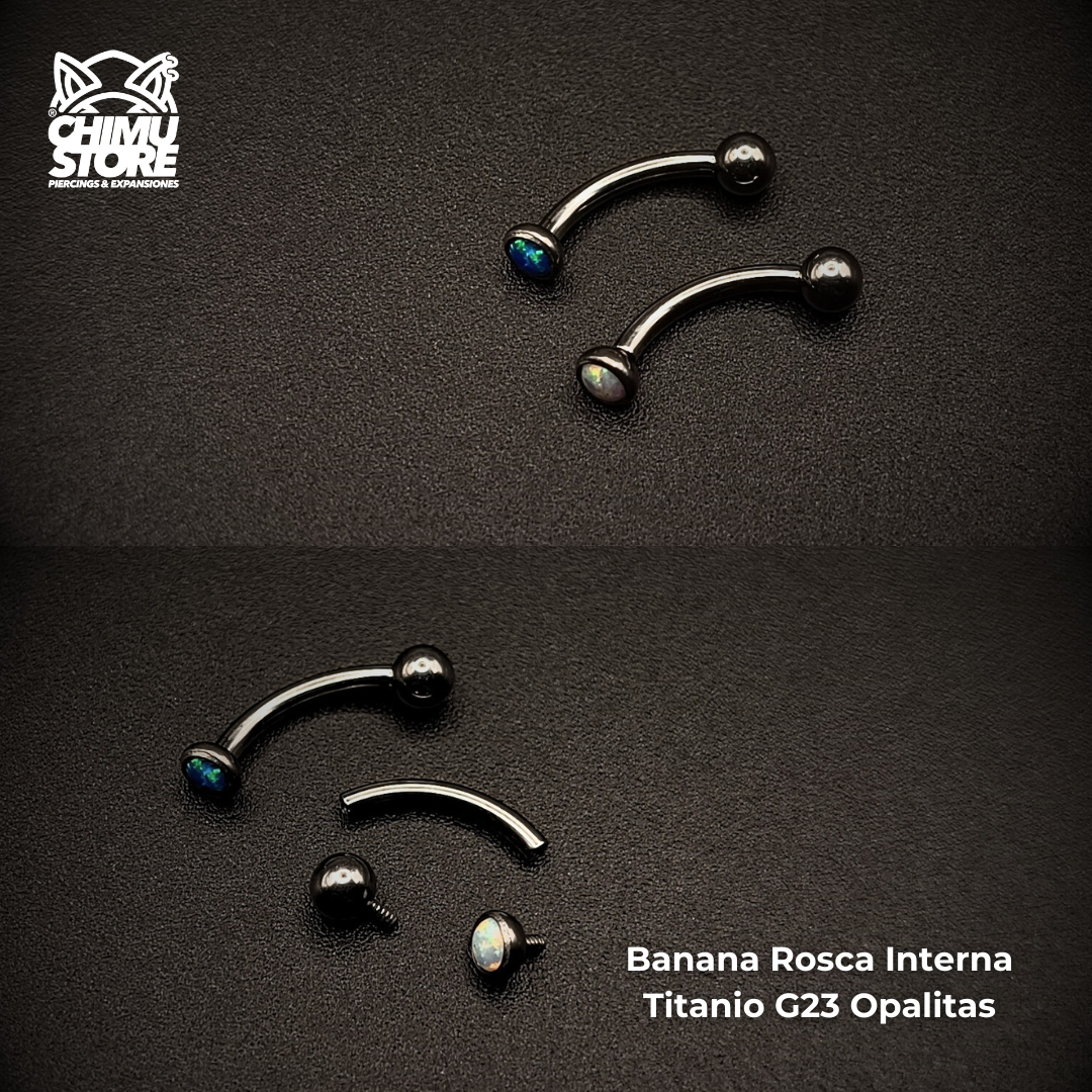 NEW Banana (HC) Titanio G23 - Opalitas y Bolitas 3mm (1,2mm) (16G)