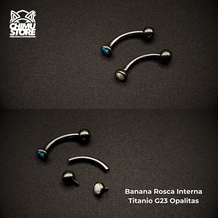 NEW Banana (HC) Titanio G23 - Opalitas y Bolitas 3mm (1,2mm) (16G)