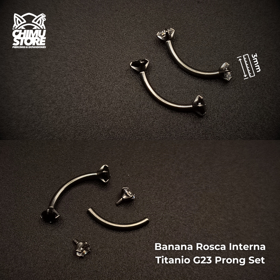 NEW Banana (HC) Titanio G23 - Prong Set Zirconias (1,2mm) (16G)