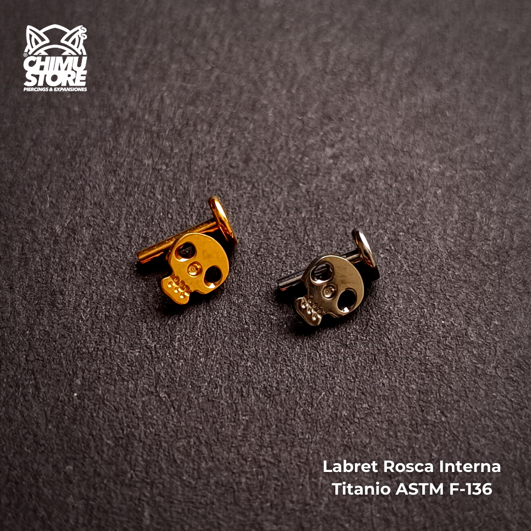 NEW Labret Rosca Interna Titanio ASTM F-136 - Calavera (1,2mm;6mm) (16G)