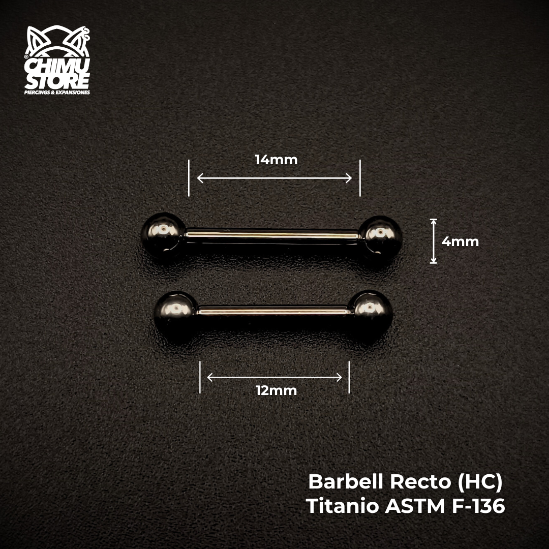 NEW Barbell Recto (HC) Titanio ASTM F-136 - Bolitas de 4mm (1,6mm) (14G)