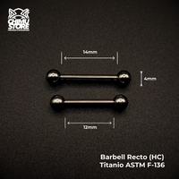 NEW Barbell Recto (HC) Titanio ASTM F-136 - Bolitas de 4mm (1,6mm) (14G)