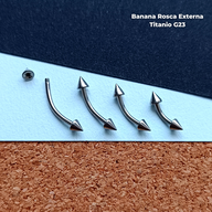 NEW Banana Rosca Externa Titanio G23 - Puntas 3mm Plateado (1,2mm) (16G)