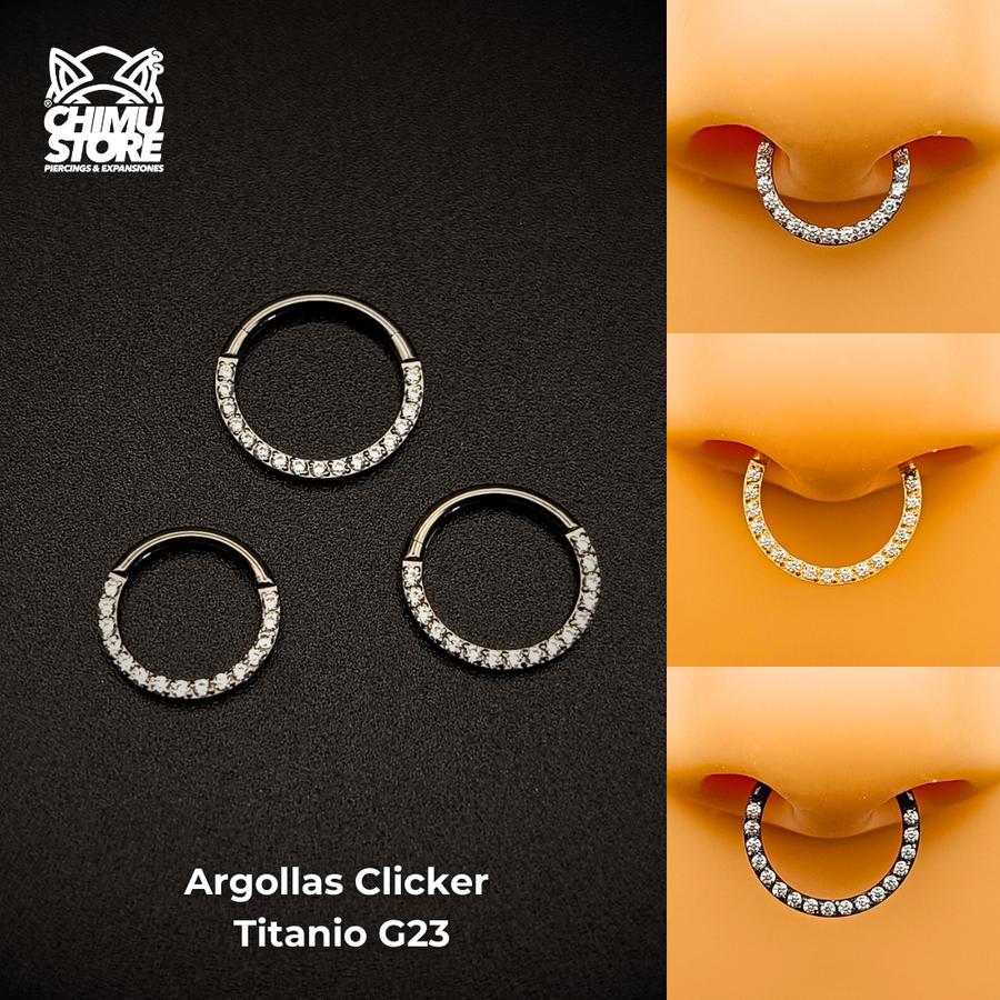 NEW Argolla Clicker Titanio G23 - Zirconias Frontales (1,2mm) (16G)