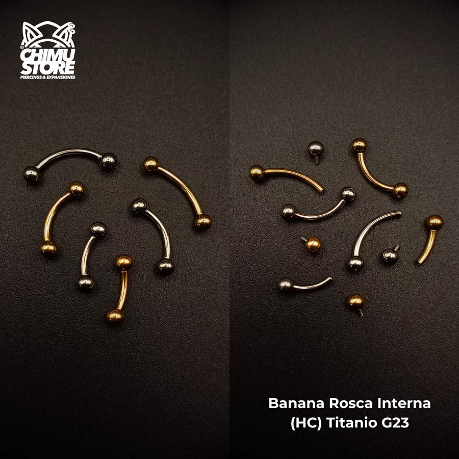 NEW Banana (HC) Titanio ASTM F-136 - Bolitas 3mm (1,2mm) (16G)