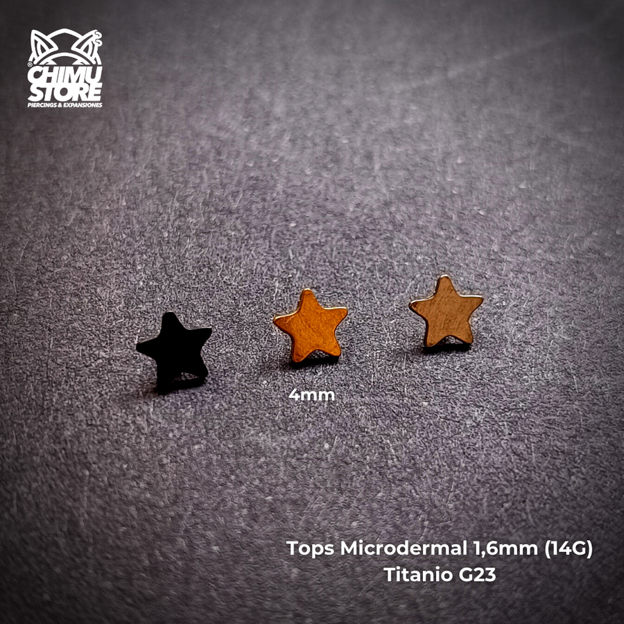 Top de Microdermal Titanio G23 - Estrella de 4mm (1,6mm) (14G)