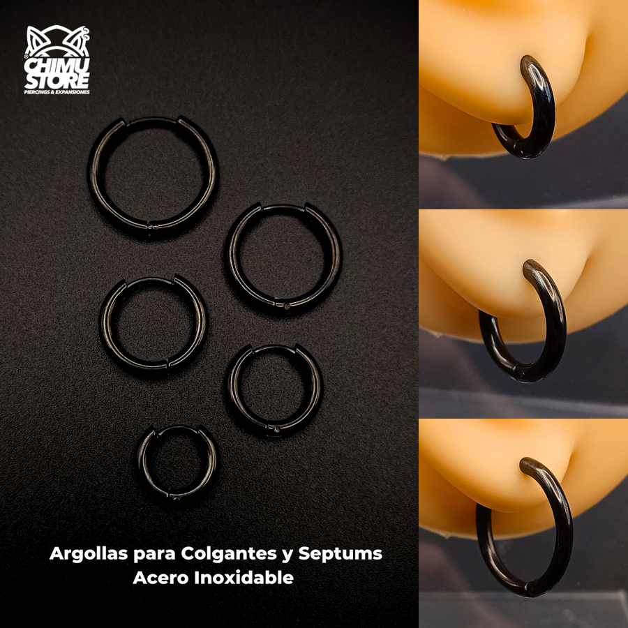 NEW Argollas para Colgantes Acero Inoxidable - Negras Grosor 2,5mm (1mm) (18G)