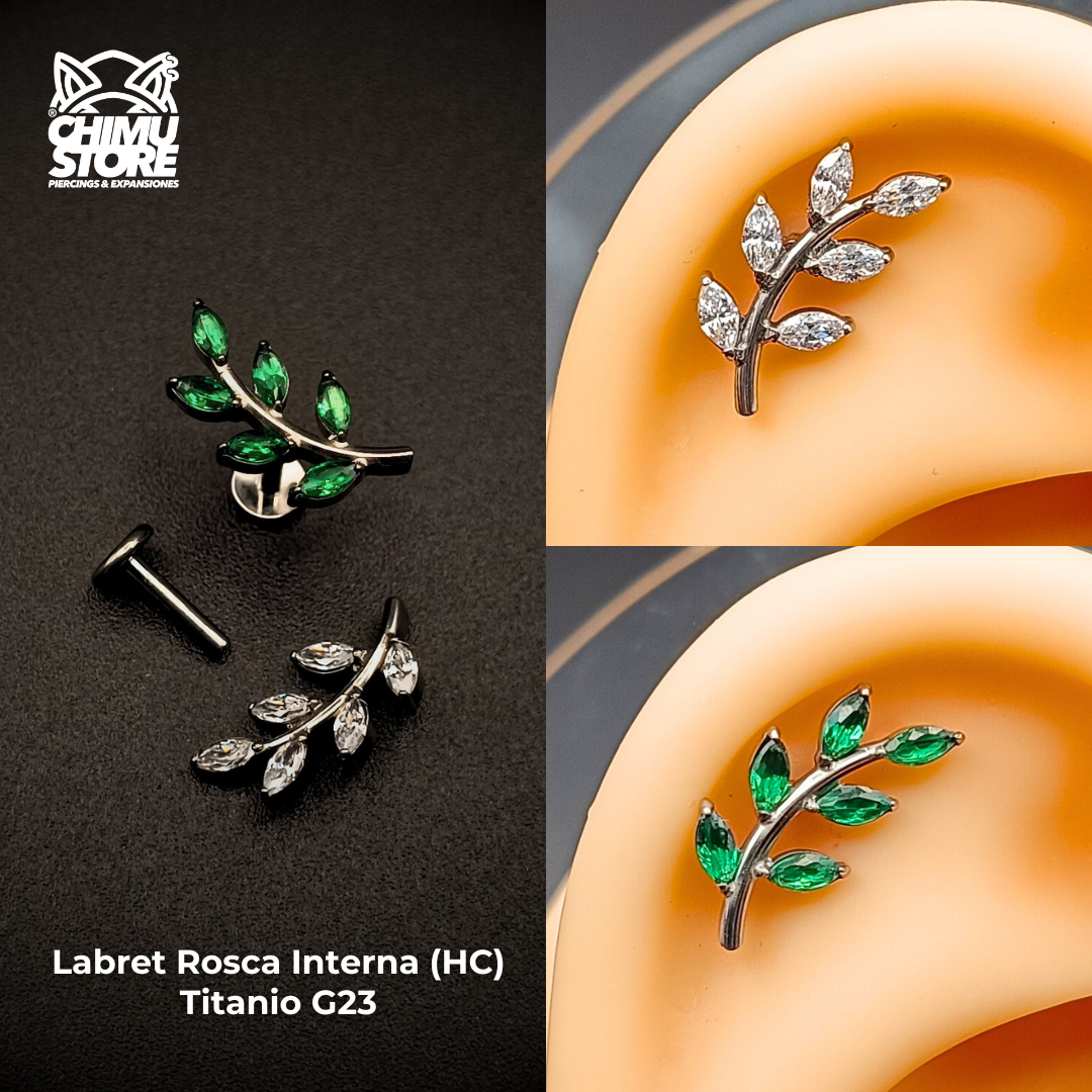 NEW Labret (HC) Titanio G23 - Rama 6 Hojas Zirconias 001 (1,2mm;6mm) (16G)