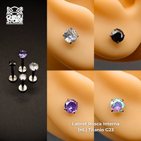 NEW Labret (HL) Titanio G23 - Prong Set Zirconia M001 (1,2mm) (16G)