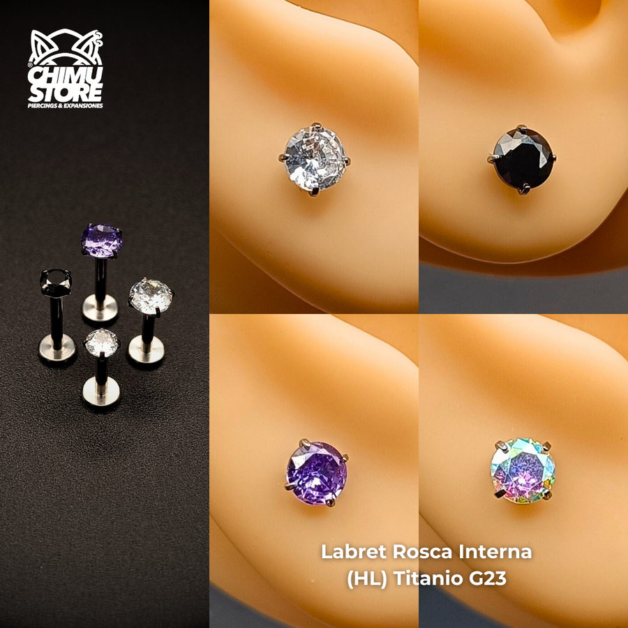 NEW Labret (HL) Titanio G23 - Prong Set Zirconia M001 (1,2mm) (16G)