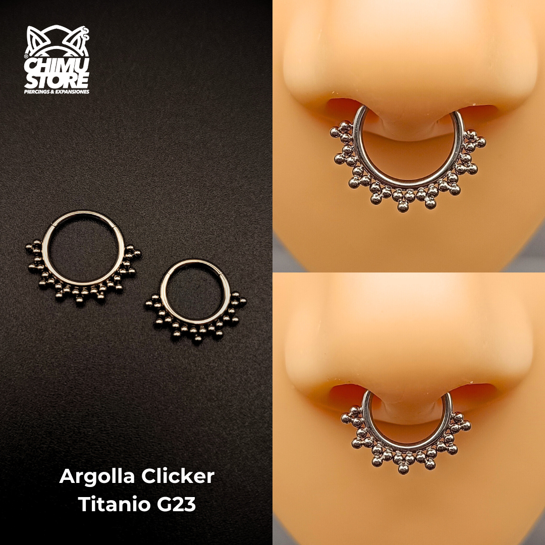 Argolla Clicker Titanio G23 - Bordeado de Cuentas (1,2mm) (16G)