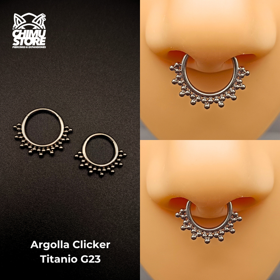 NEW Argolla Clicker Titanio G23 - Bordeado de Cuentas (1,2mm) (16G)