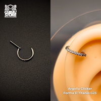NEW Argolla Clicker Titanio G23 - Forma D Zirconias Laterales (1,2mm) (16G)