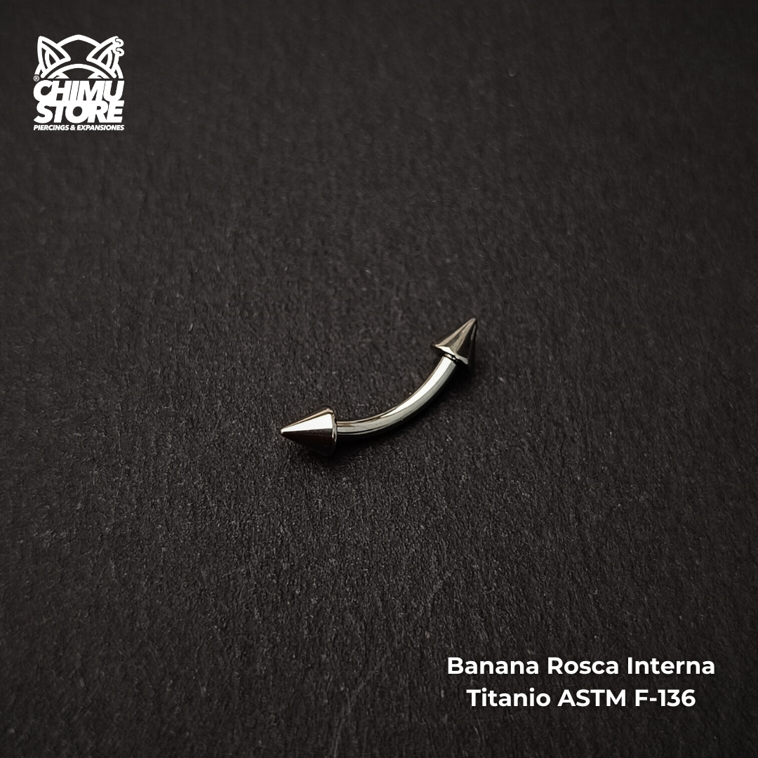 NEW Banana Rosca Interna Titanio ASTM F-136 - Puntas 3mm (1,2mm) (16G)