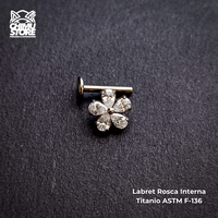Labret Rosca Interna Titanio ASTM F-136 - Flor 5 Petalos Zirconias (1,2mm;8mm) (16G)