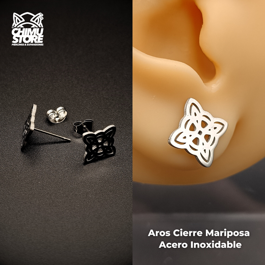 NEW Aros Mariposa Acero Inoxidable - Nudo de Bruja 02 (El Par)