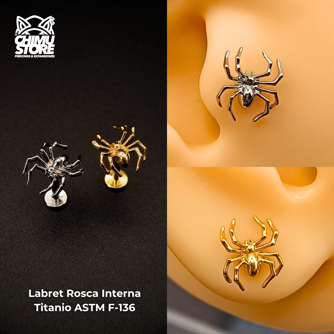 NEW Labret (HC) Titanio ASTM F-136 - Araña 002 (1,2mm;8mm) (16G)