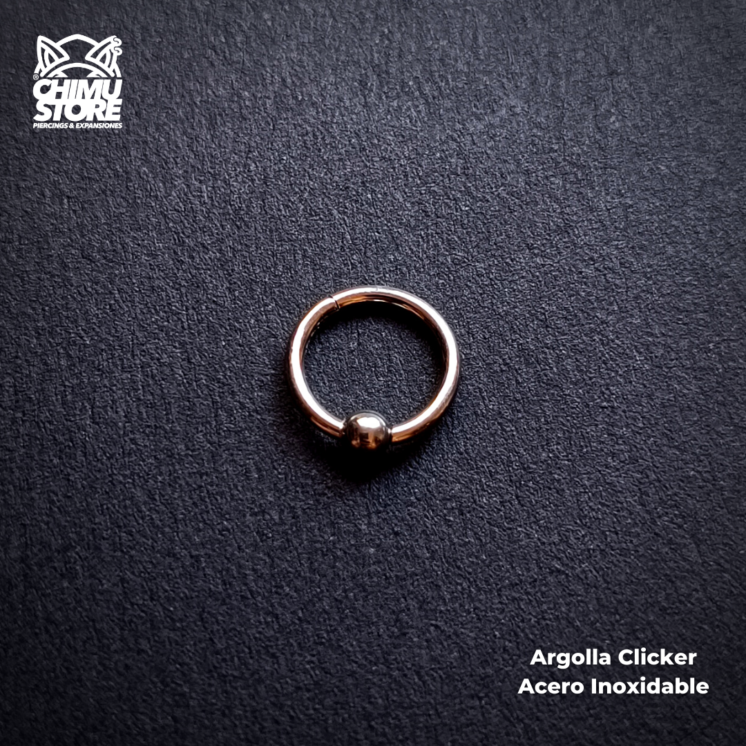 Argolla Clicker Acero Inoxidable - Bolita (1,2mm;8mm) (16G)
