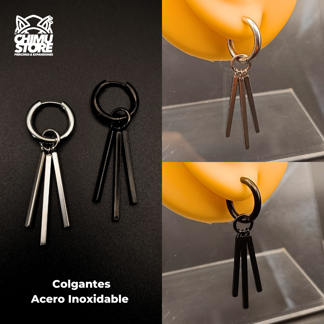 NEW Colgante Acero Inoxidable - 3 Barras Rectas (1mm;12mm) (18G)