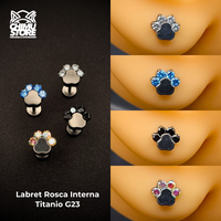 NEW Labret (HC) Titanio G23 - Patita 4 Cristales (1,2mm;8mm) (16G)