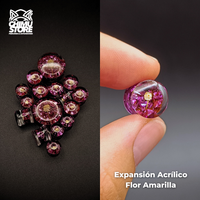 Expansiones Acrílico - Flor Amarilla Piedras Violetas (8mm a 30mm)