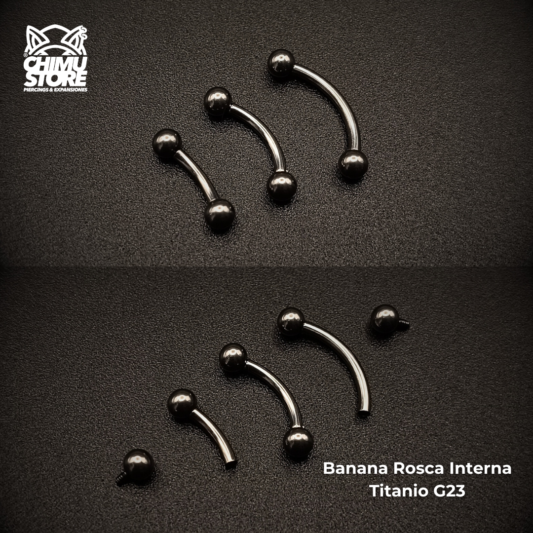 NEW Banana Rosca Interna Titanio G23 - Bolitas 3mm Plateado (1,2mm) (16G)