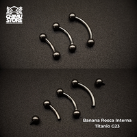 NEW Banana Rosca Interna Titanio G23 - Bolitas 3mm Plateado (1,2mm) (16G)