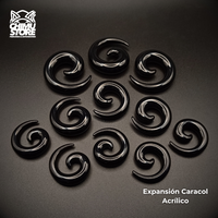 NEW Expansores Acrílico Caracol - Espiral Negros (1,6mm a 12mm)