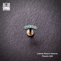 Labret Titanio G23 - Cluster Recto 5 Cristales (1,2mm;8mm) (16G)