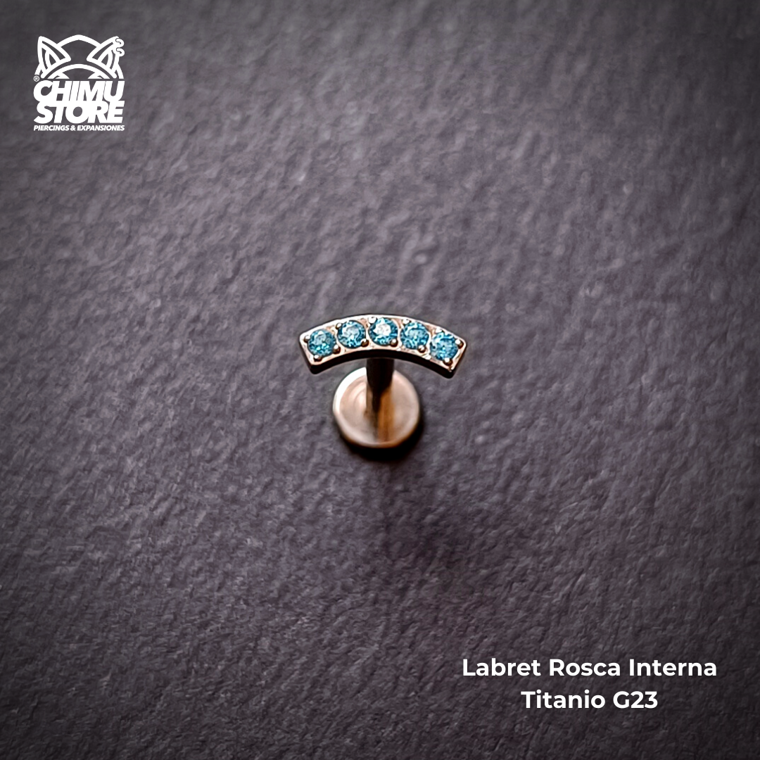 NEW Labret Titanio G23 - Cluster Recto 5 Cristales (1,2mm;8mm) (16G)