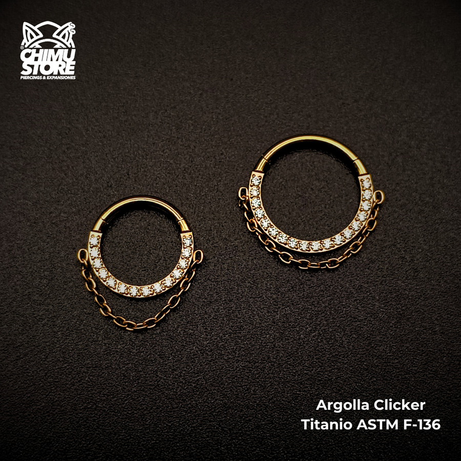 NEW Argolla Clicker Titanio ASTM F-136 - Zirconias Frontales Cadena (1,2mm) (16G)